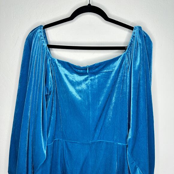 NWT KAI Collective Beebeeta Off Shoulder Turquoise Lace Up Velvet Mini Dress XL - Picture 10 of 16
